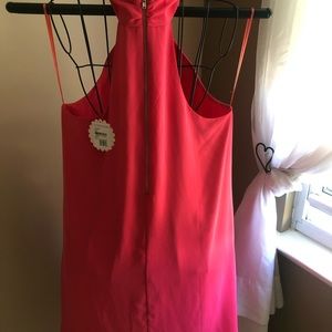 Ladies Zip Back High Collar Dress No Shoulder Size L